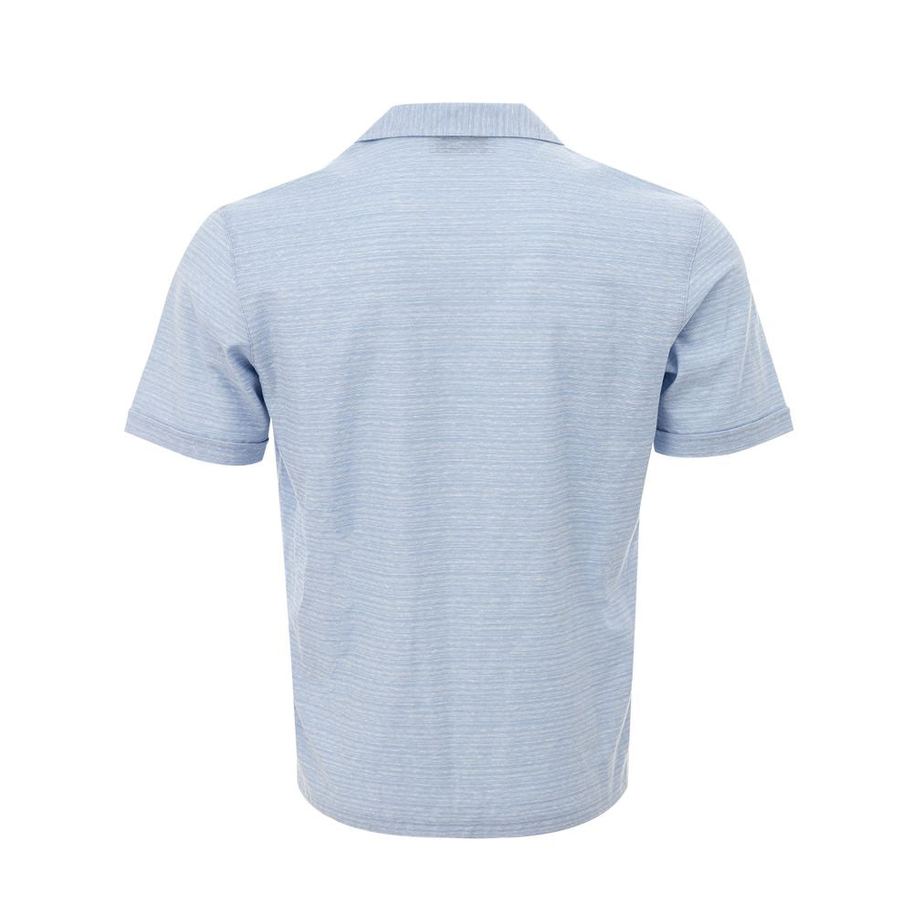Blue Linen And Cotton Shortsleeve