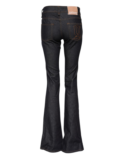 Blue Mid Waist Cotton Wide Leg Denim Jeans