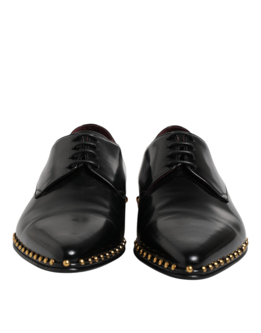 Black Leather Studded Derby Men Dress Shoes