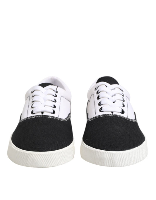 Black Cotton Canvas Lace Up Men Sneakers Shoes