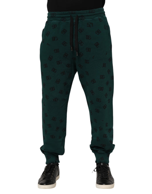 Green Logo Print Jogger Men Sweatpants Pants
