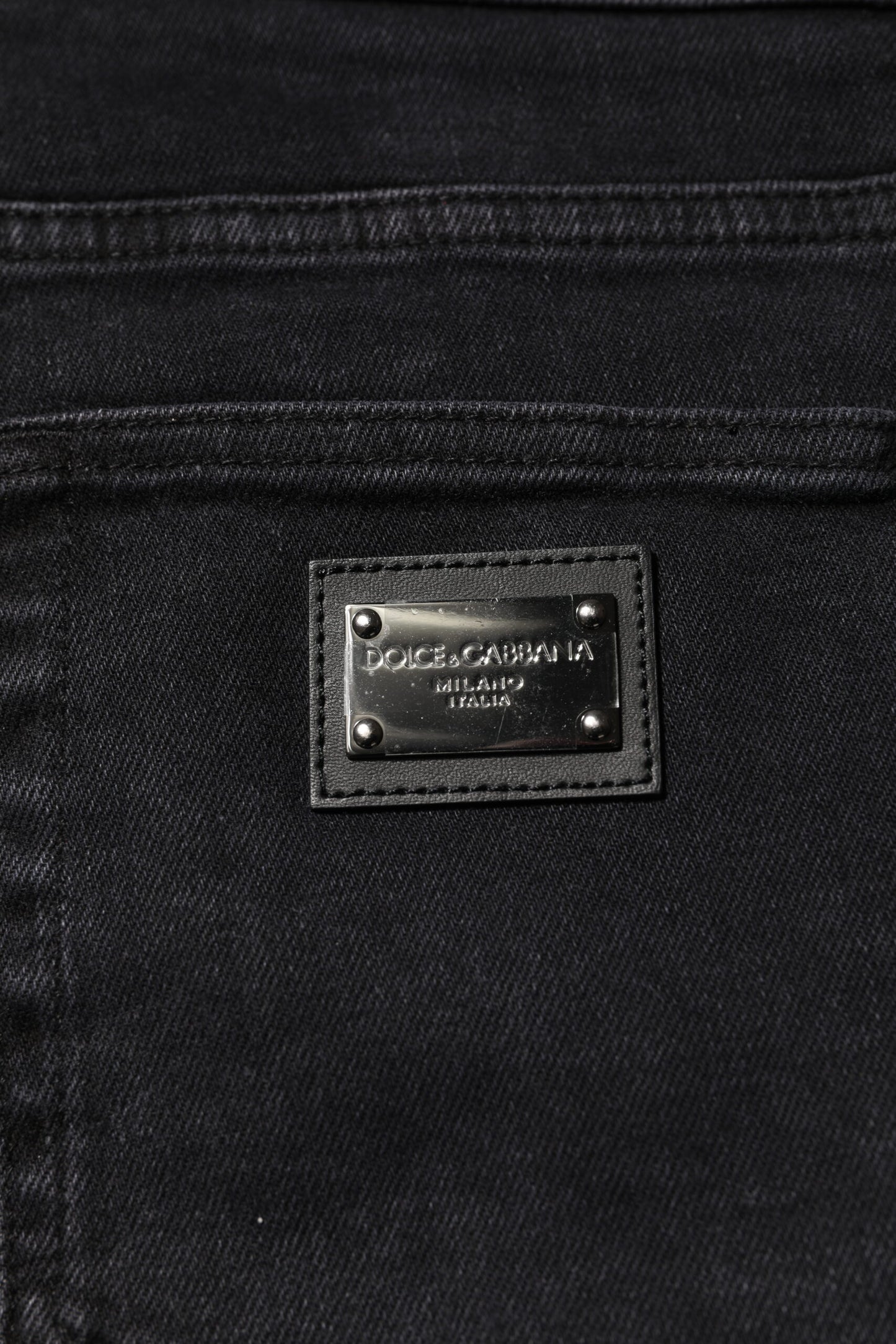 Black Cotton Logo Plaque Denim Jeans