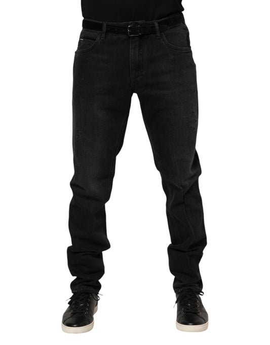 Black Cotton Logo Plaque Skinny Denim Jeans