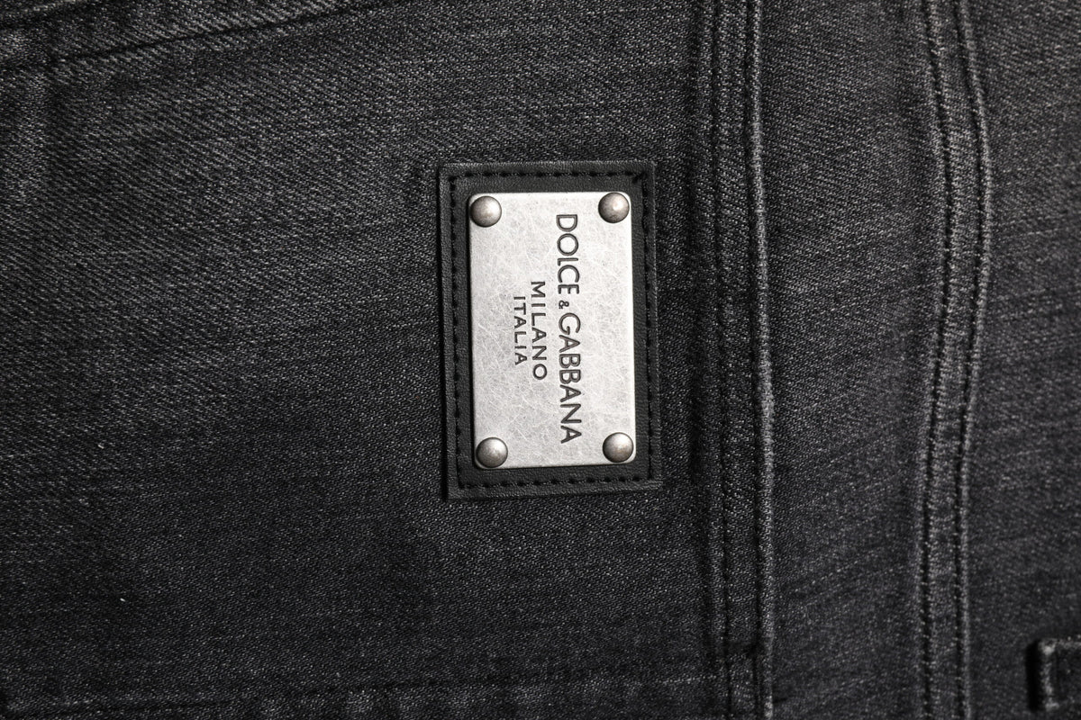 Gray Washed Cotton Loose Denim Jeans