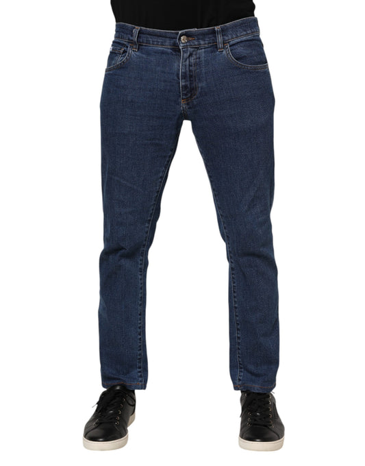 Blue Cotton Logo Skinny Denim Jeans