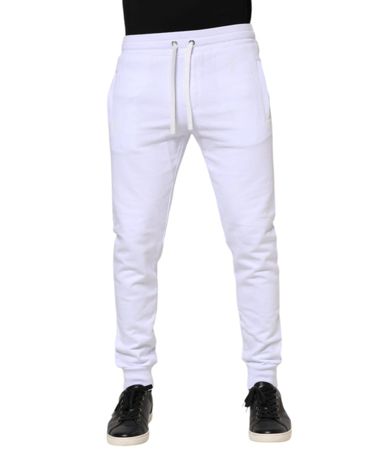 White Cotton Drawstring Jogger Pants