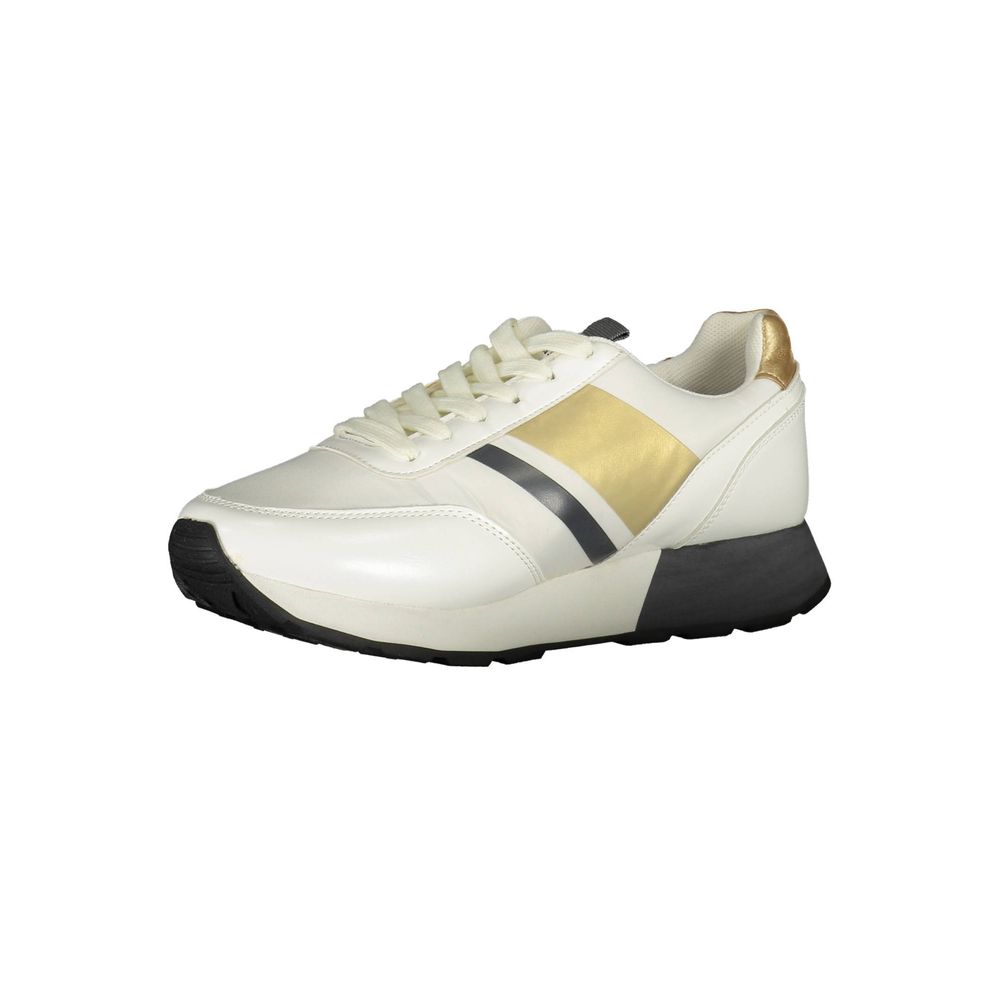 White Polyurethane Women Sneaker