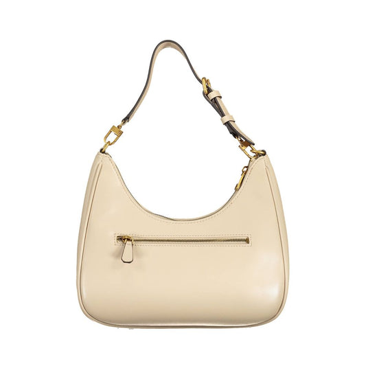 Beige Polyurethane Women's Shoulder Bag