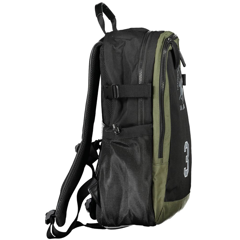 Black Polyester Men Backpack