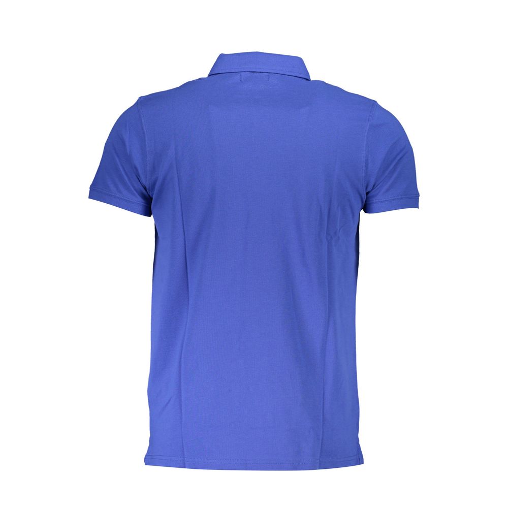 Blue Cotton Men Polo Shirt