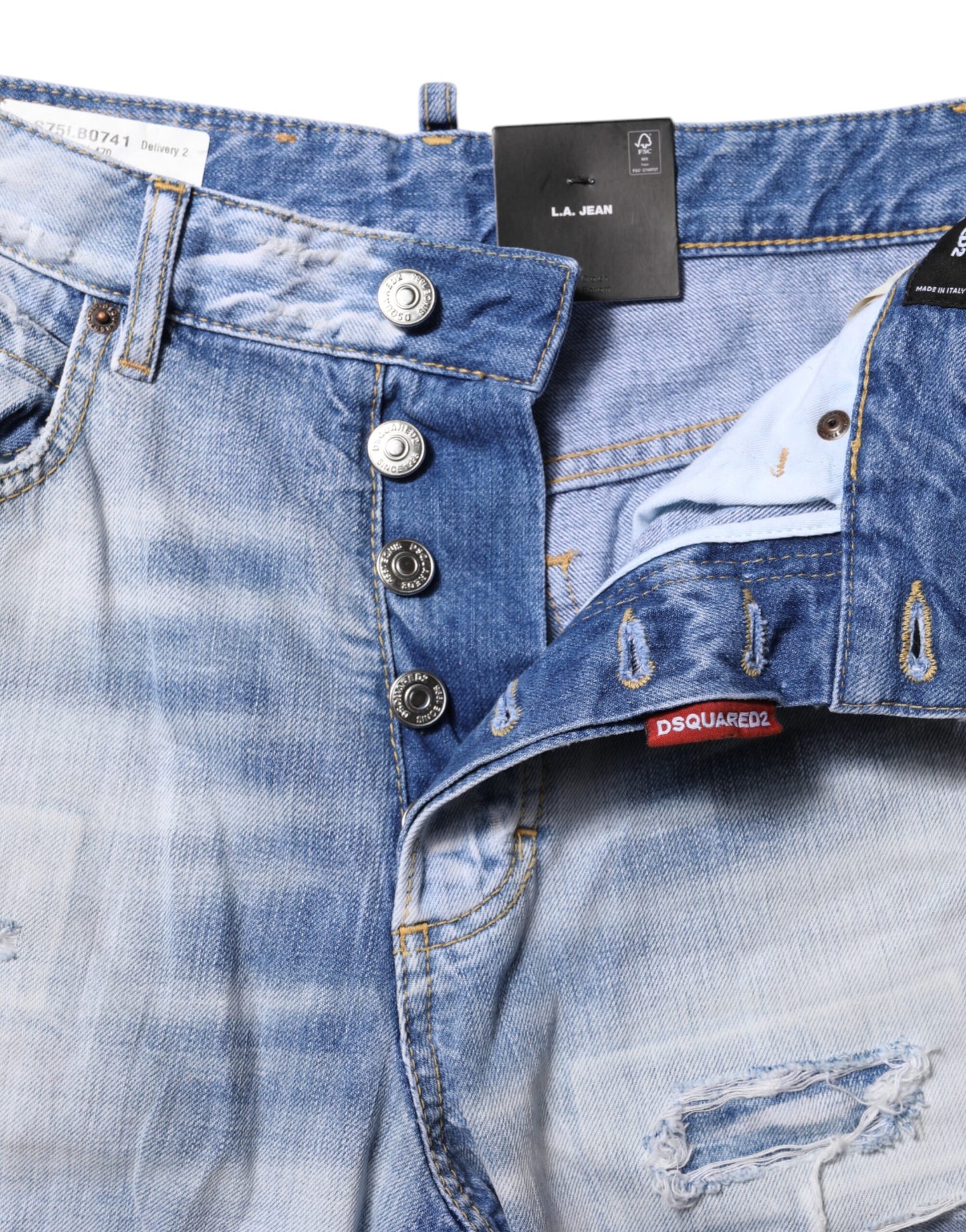Blue Washed High Waist Wide Leg Jeans