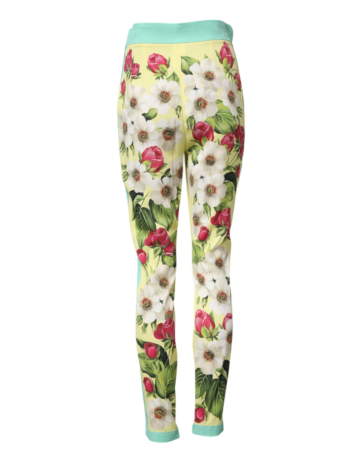 Yellow Silk Floral Leggings Pants