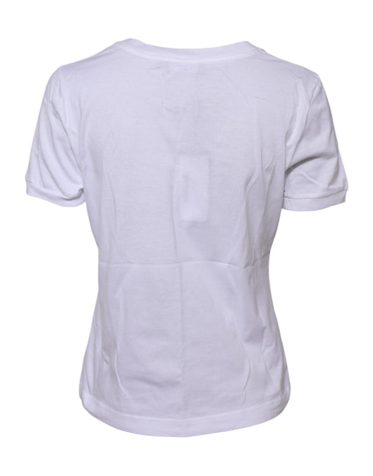 White Cotton Round Neck Short Sleeves T-shirt