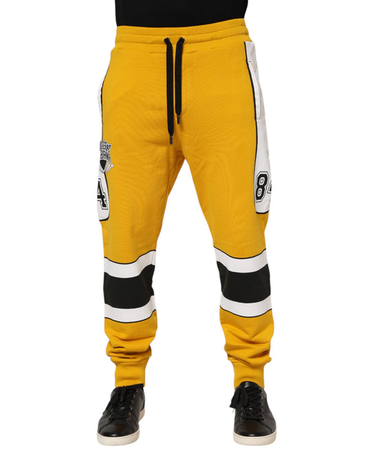 Yellow Cotton Printed Sweatpants Jogger Pants
