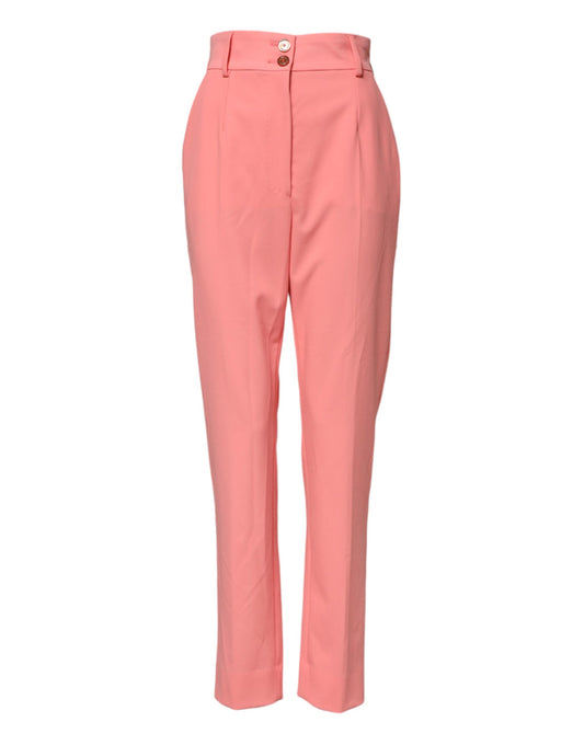 Pink High Waist Tapered Dress Pants