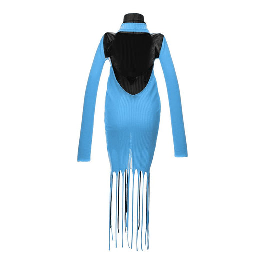 Blue Cotton Casual Dress