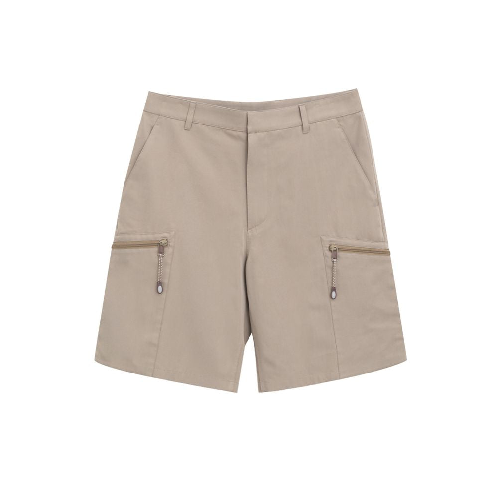 Beige Cotton Cargo Shorts