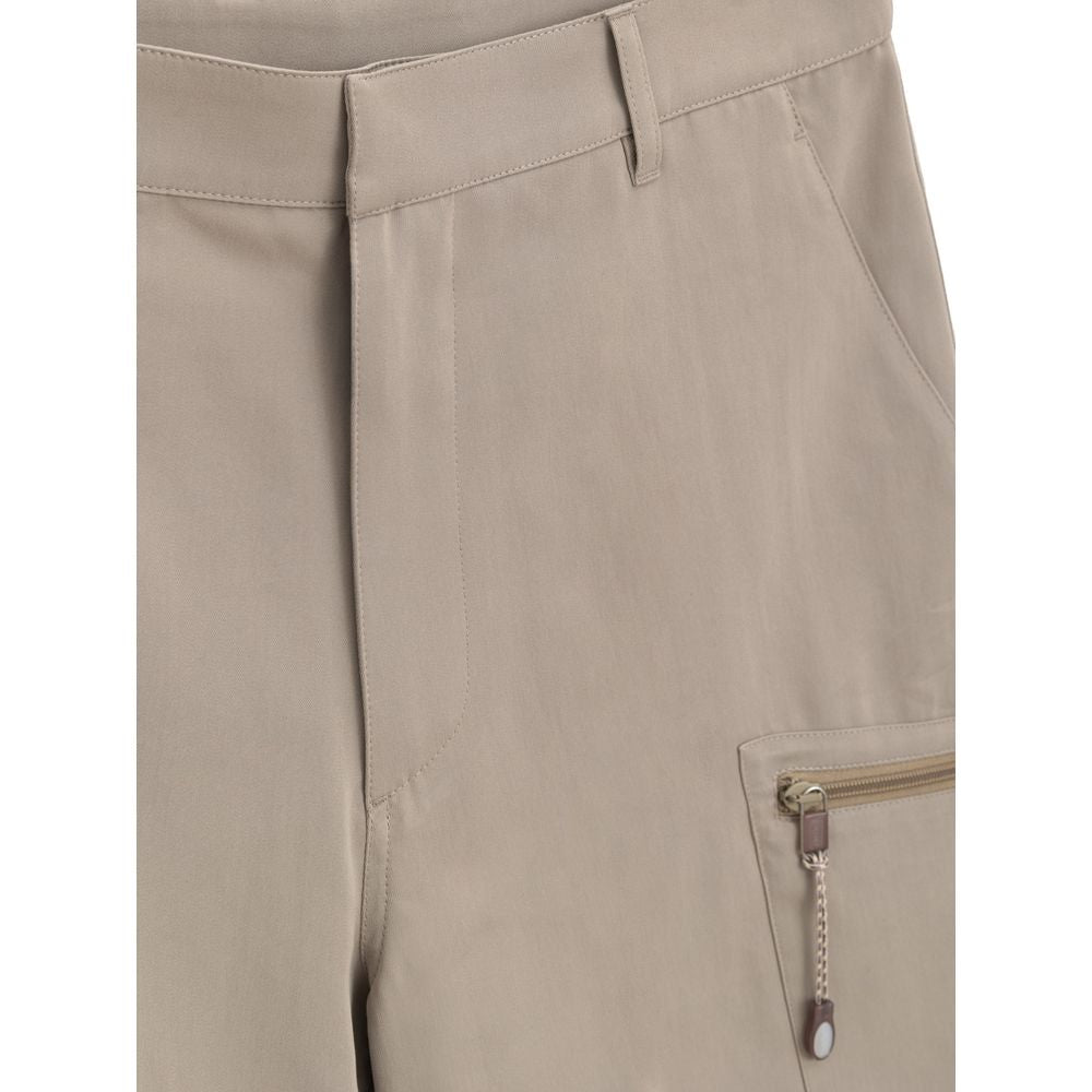 Beige Cotton Cargo Shorts