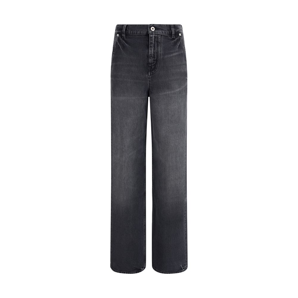 Black Cotton Straight-Leg Jeans