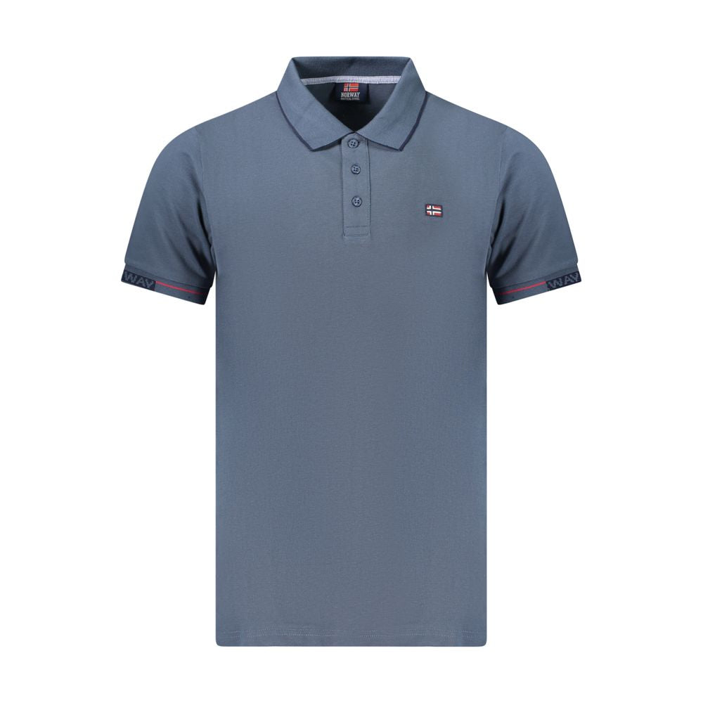 Blue Cotton Men Polo Shirt