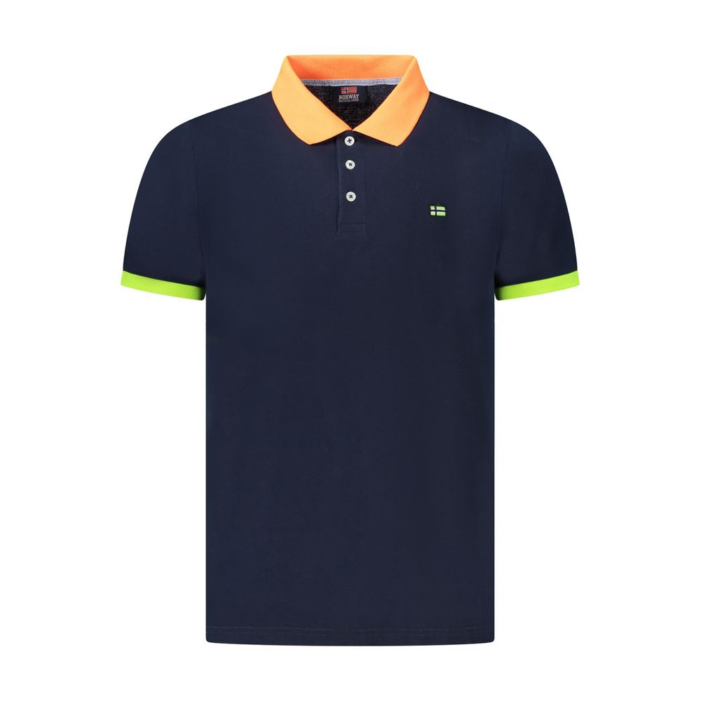 Blue Cotton Men Polo Shirt