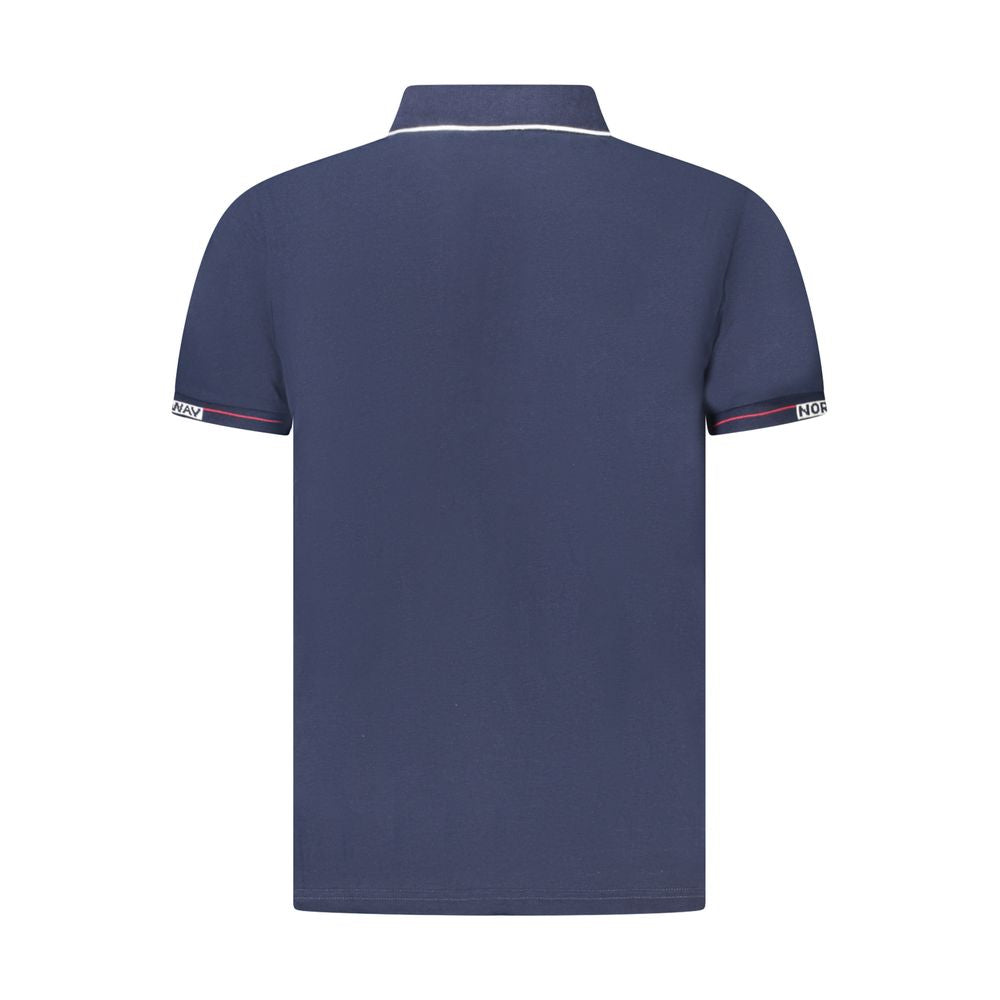 Blue Cotton Men Polo Shirt