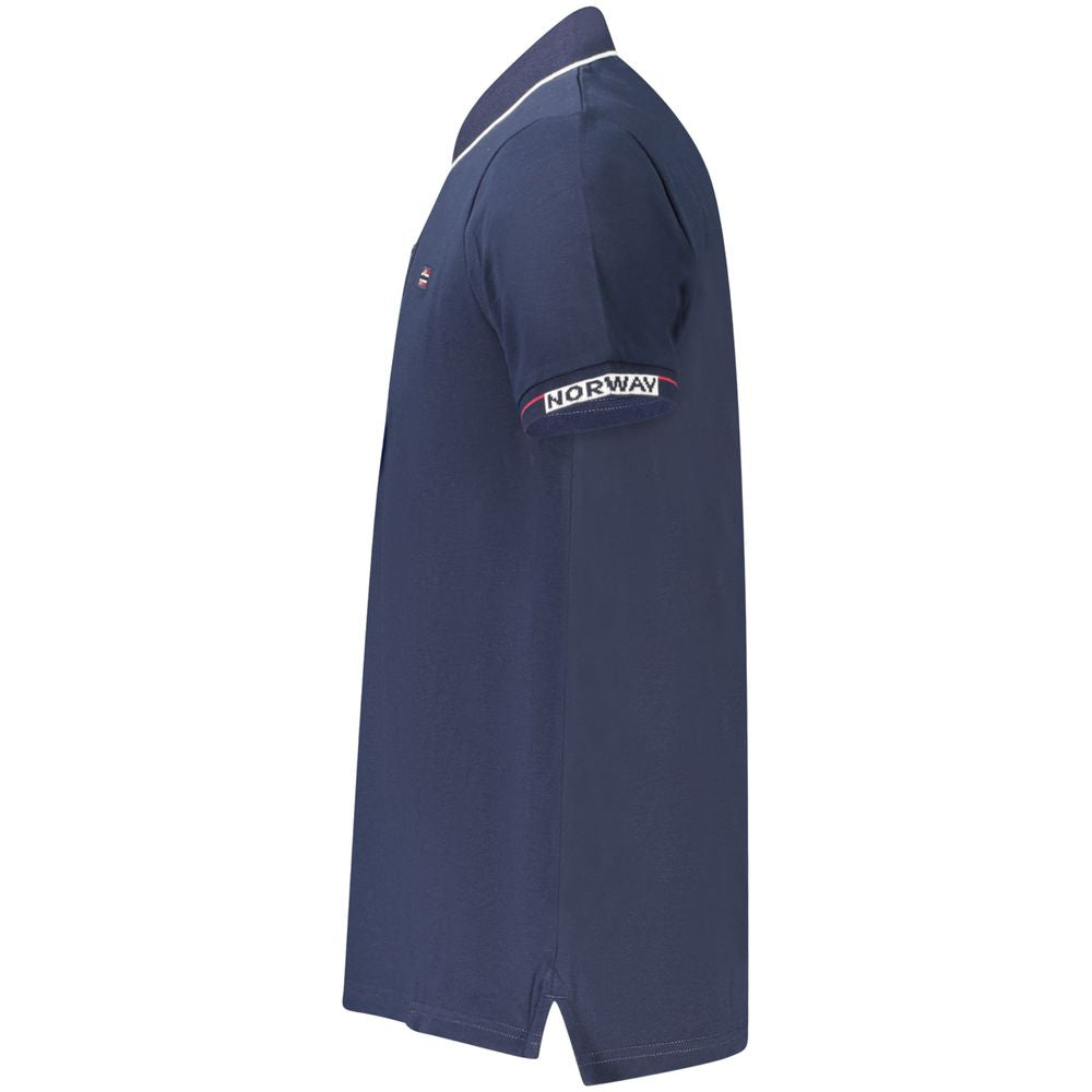 Blue Cotton Men Polo Shirt
