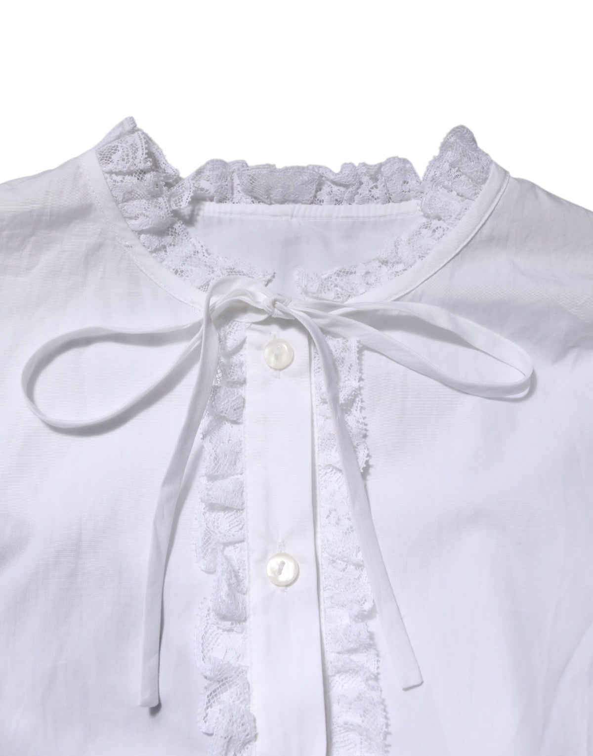 White Ruffled Lace Embellished Blouse Top
