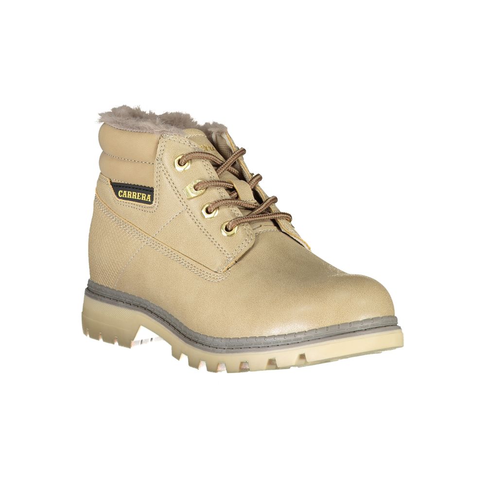 Beige Polyester Women Boot