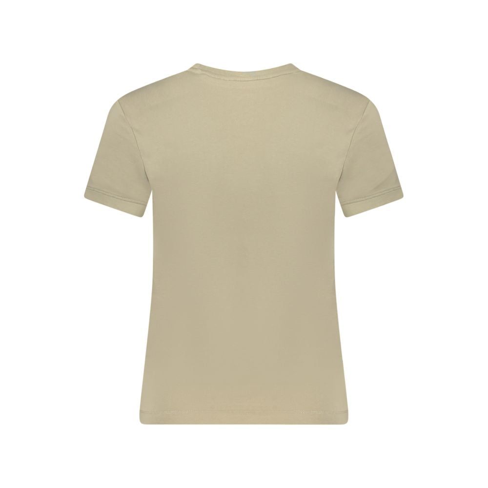 Beige Organic Cotton Women T-Shirt