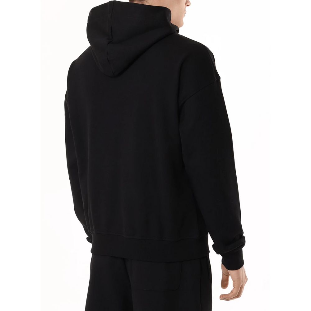 Black Cotton Men Hoodie