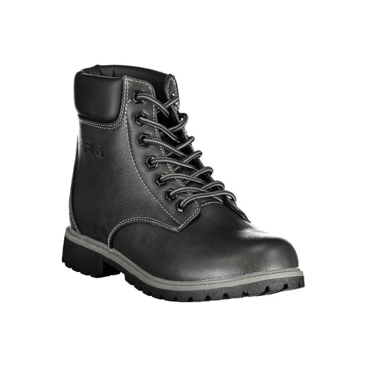 Black Polyurethane Women Ankle Boot