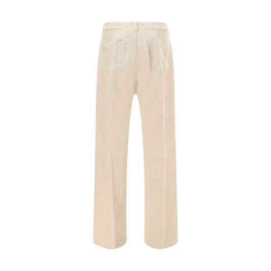 Beige Cotton Casual Pants