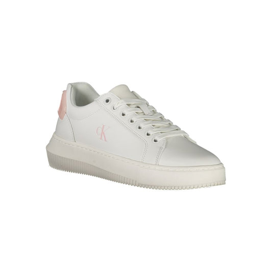 White Polyurethane Women Sneaker