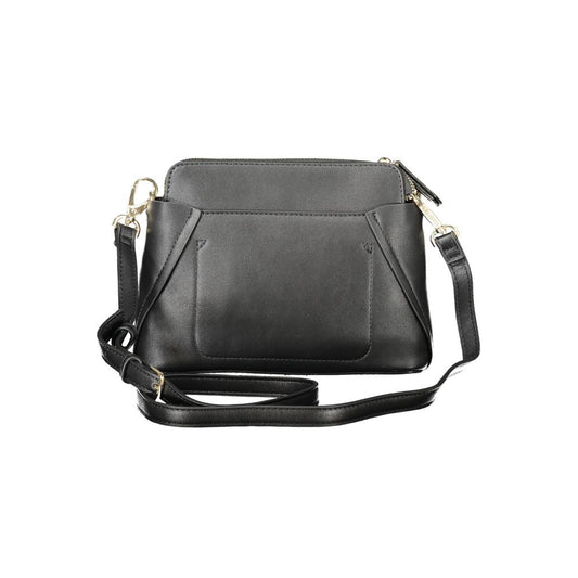 Black Polyurethane Shoulder Bag