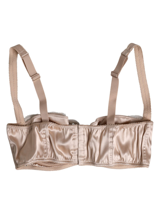 Biege Silk Underwired Balconette Bra Underwear
