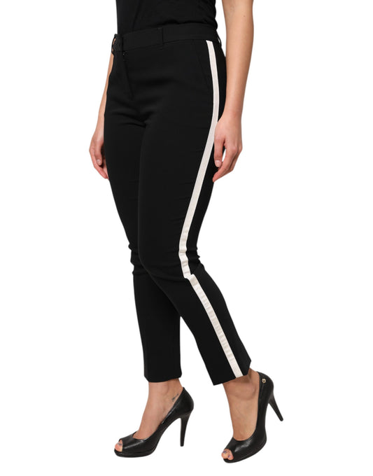 Black Wool High Waist Tapered Pants