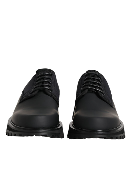 Black Leather Lace Up Trekking Dress Shoes