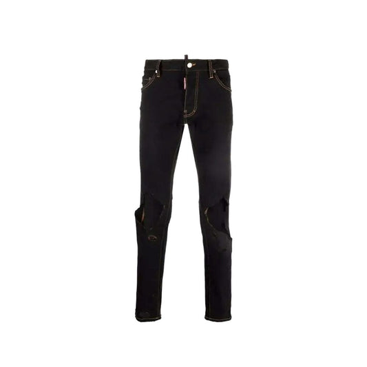 Black Cotton Slim Fit Jeans