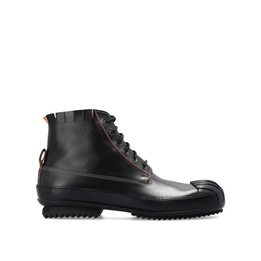 Black Calfskin Lace-Up Boots