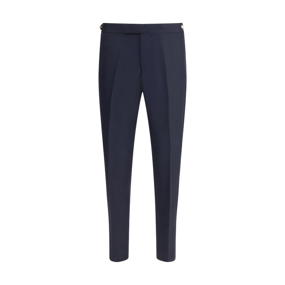 Blue Wool Casual Pants