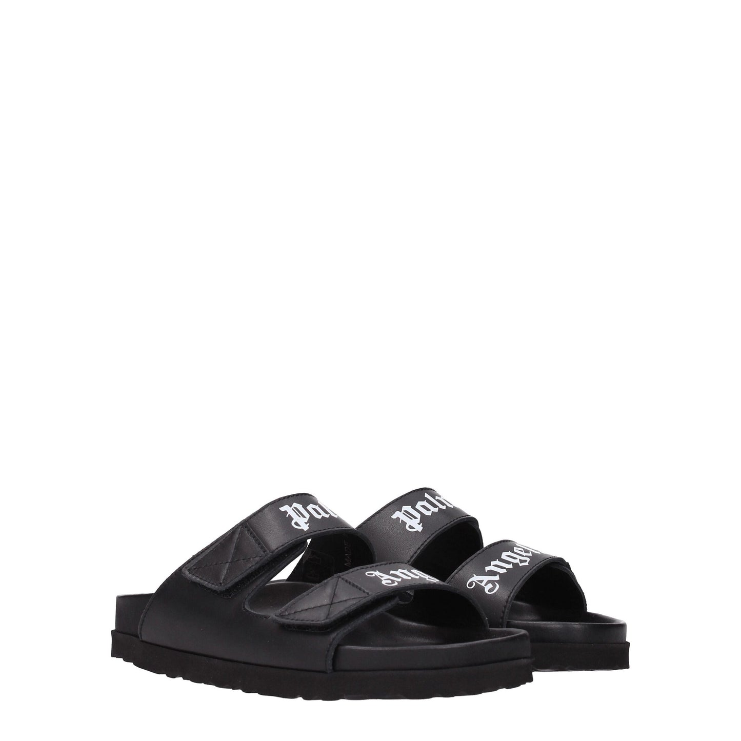 Black Leather Slippers Sandals