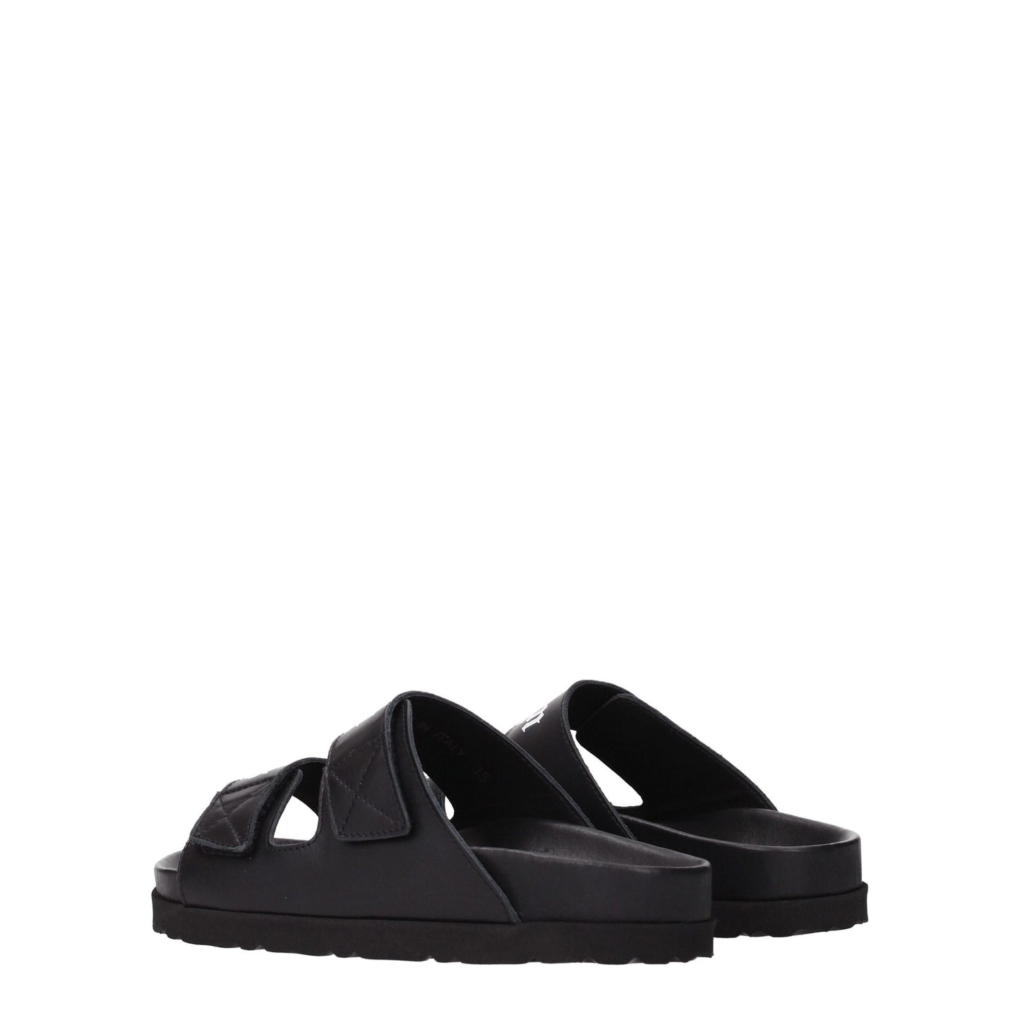 Black Leather Slippers Sandals