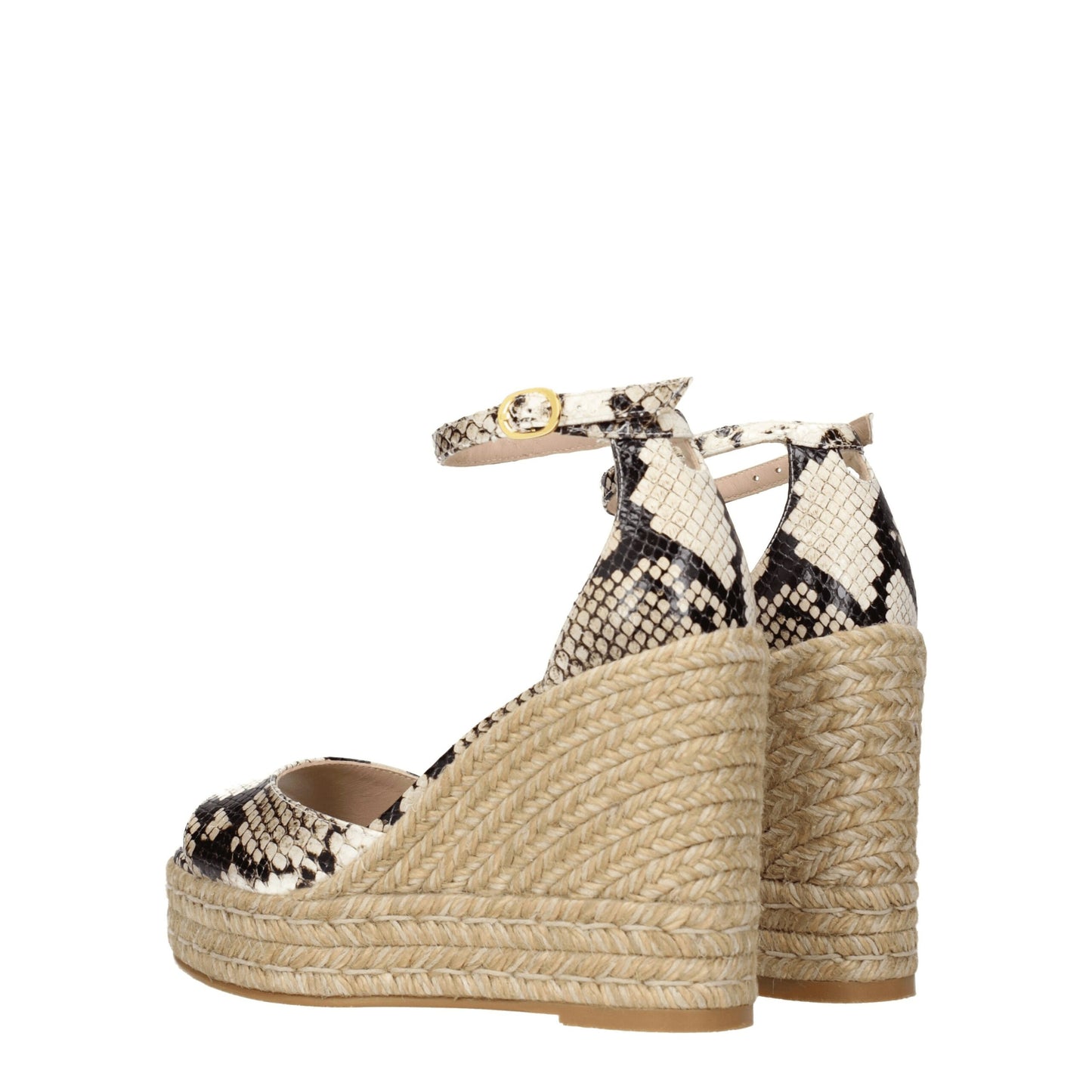 Beige Leather Wedges Sandals