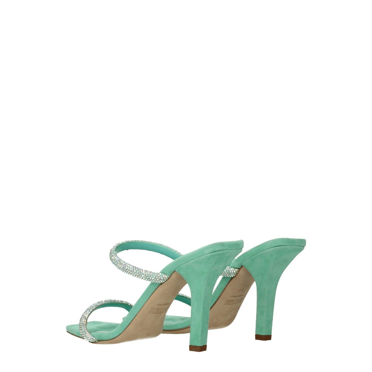 Green Leather Stiletto Heels Sandals