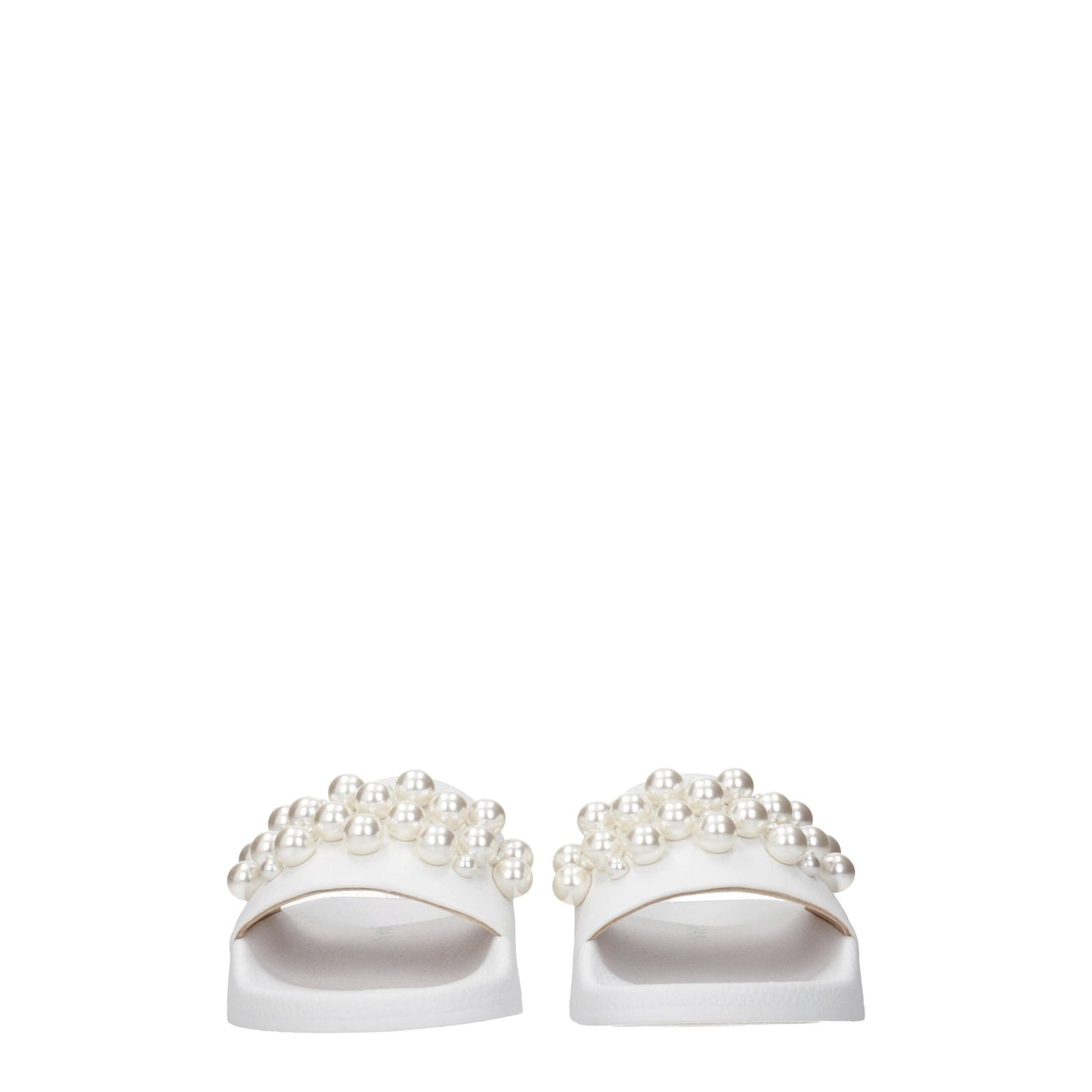 White Leather Slippers Sandals