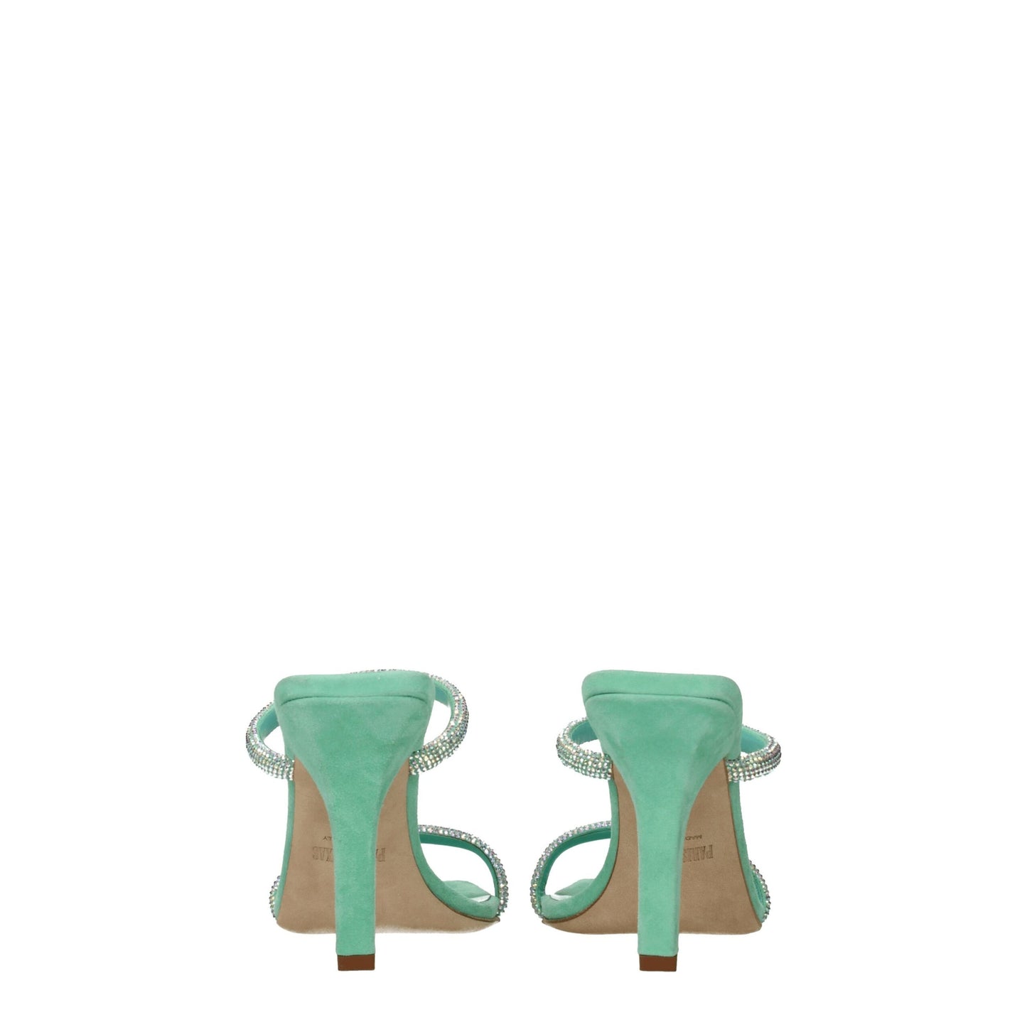 Green Leather Stiletto Heels Sandals