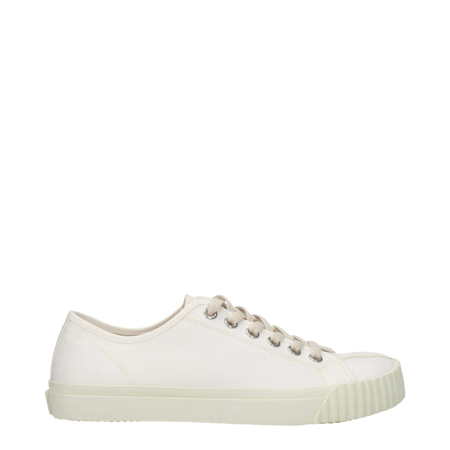 White Fabric Low Tops