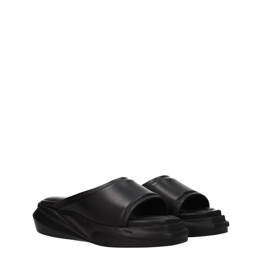 Black Leather Slippers