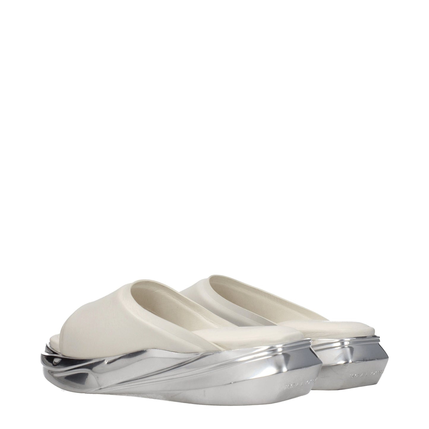 Gray Leather Slippers Sandals